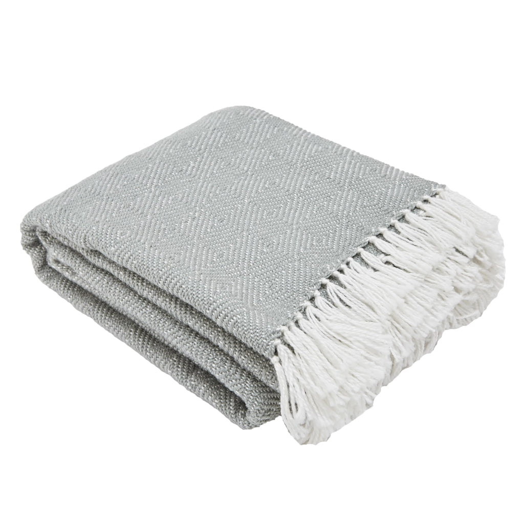 Load image into Gallery viewer, Weaver Green Dove Grey Diamond Blanket
