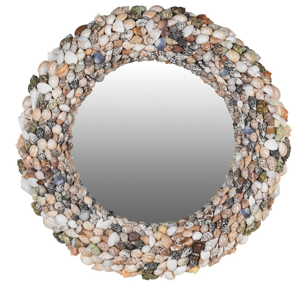Natural shell round wall mirror
